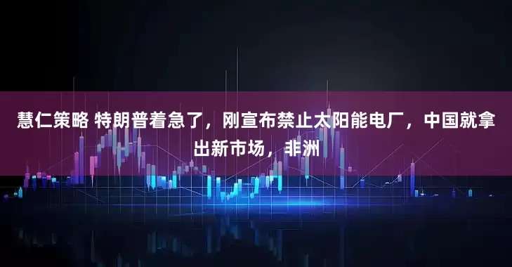 慧仁策略 特朗普着急了，刚宣布禁止太阳能电厂，中国就拿出新市场，非洲